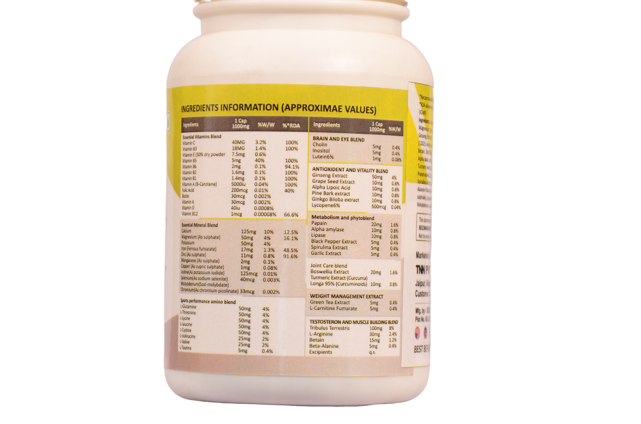 Multivitamin | True Vitamin For Men And Women With Antioxidant & Herbs Blend Vitamin C, D3, Zinc,Vitamin, Extract For Energy, Stamina & Immunity 60 Multivitamin Soft Gel Capsules